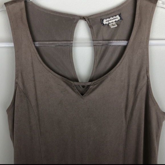 Taupe Soft faux Suede tank dress - Picture 2 of 7